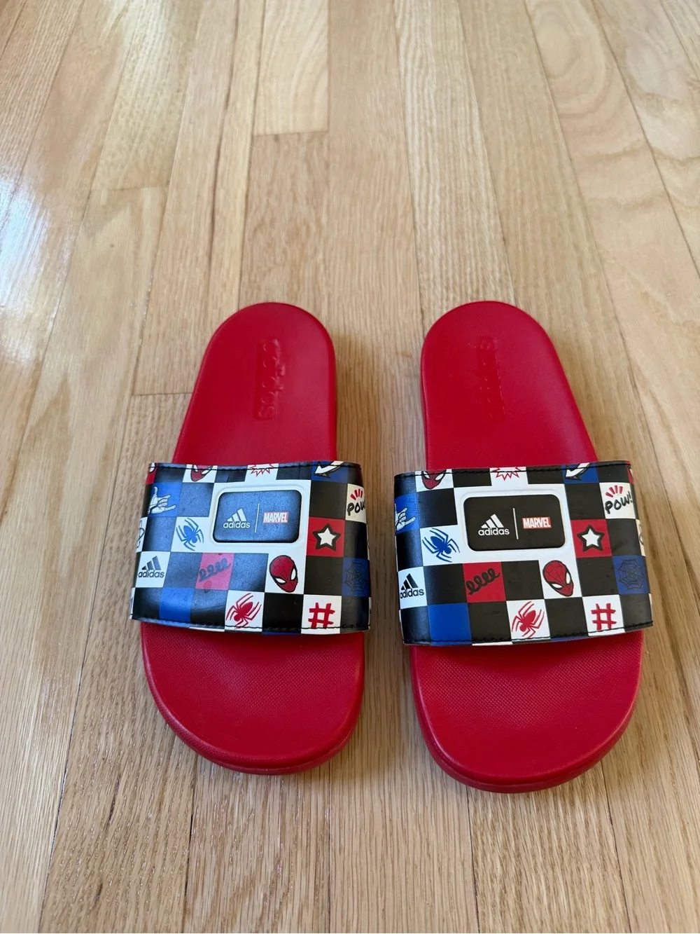 adidas Kids' Red Marvel Slide Sandals